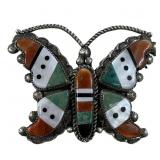 Leonard Martza Zuni Sterling inlay butterfly