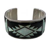Ronnie Willie Navajo Sterling Inlayed Cuff