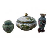 (3) Vintage Japanese Cloisonné Vase & Jars