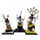 (3) Gordon Lewis Apache Crown Dancer Kachina Dolls