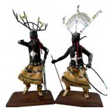 (2) Signed Apache Hoop War Kachina Dolls