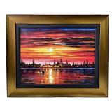 Leonid Afremov " Sunset in Barcelona" Giclee