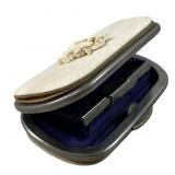 Antique Hand Carved Ivory Ladies Coin Wallet