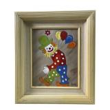 Jean Lucey enamel on copper clown painting
