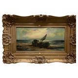 Antique R. Romero Seascape Oil Painting