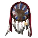 Native American Red Hawk Plains War Shield