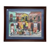 Jorge Dunn "street scene" Oil On Paper