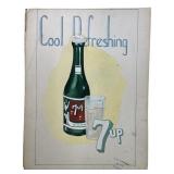 1947 7UP Advertising Watercolor On Cardstock