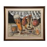 Jorge Dunn Instrument Scene Oil On Paper