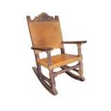 Mexican Venadillo Wood and Leather Rocking Chair