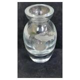 Mid Century Etched Fish Crystal Bud Vase