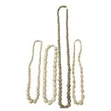 (4) Antique Chinese Hand Carved Ivory Necklaces