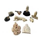 (9) Antique Carved Ivory Animals, Pendant & more