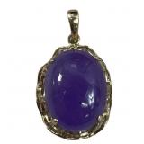 10K YG lavender jade cabochon pendant