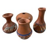 (4) Navajo Mesa Verde Red Earth Pottery Vases