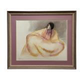 R.C Gorman "Young Taos Man" Oil Pastel Drawing