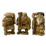 (3) EDO Period Japanese Carved Ivory Netsuke