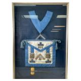 framed collection of Masonic regalia