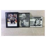 Three autographed hokey photo framed