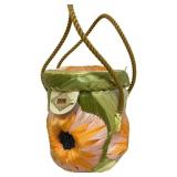 MCM Vintage Flower Raffia Straw Tote Cabana Bag