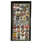 Framed vintage beer coasters & Caps Collection