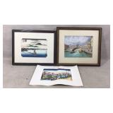 3 Framed Signed Prints, Chinese Prints