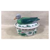 Vintage 1970s Chinese Famille Rose Duck Tureen