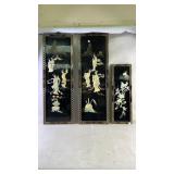 Three pieces of Chinese mother of pearl art