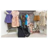 Old Doll Clothes in Doll Wardrobe(old wire hangers