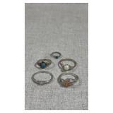 Group of 5 925 silver rings