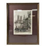 Fred Joachim Dietrich "Marienplatz" etching