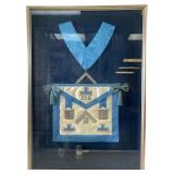 framed collection of Masonic regalia
