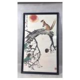Signed Japanese Watercolor with Squirrel