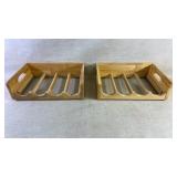 Two stackable wine shelf holders with four spots