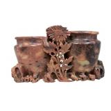 Vintage Chinese Carved Soapstone Double Vase -