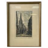 Framed Roger De La Broye Colored Etching