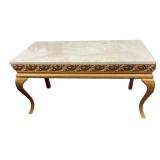Vintage Coffee Table Faux Marble with Gold