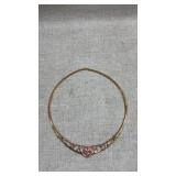 925 silver gold-tone choker necklace with a pink