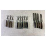 Assortment of 12 pieces of civil war era cutlery