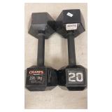 2 cast iron 20lb weights