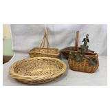 Straw baskets, large straw bowl 18in diameter