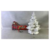 Assortment of Christmas decorations including a