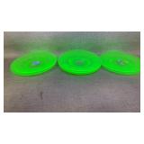 vintage uranium green Depression glass plates 6"