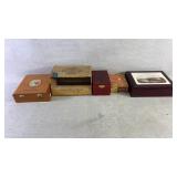 Five vintage cigar boxes made of wood