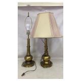 2 lamps, about 32in tall, 1 lampshade, untested