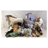 Stuffed animals and toy horses