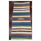 Handwoven Multicolored Striped Wool Rug, Fringed