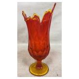 Fenton amberina glass handkerchief swung vase 10"