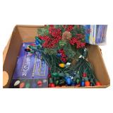 Christmas lights and small wreath
