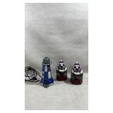 Stained glass lighthouse accent lamp, 2 stained